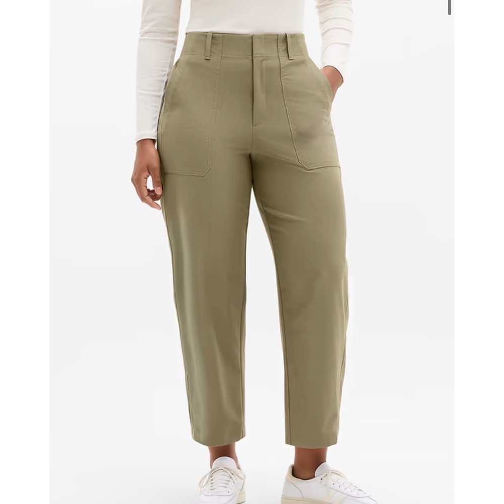 Athleta Olive Green High-Rise Utility Trousers